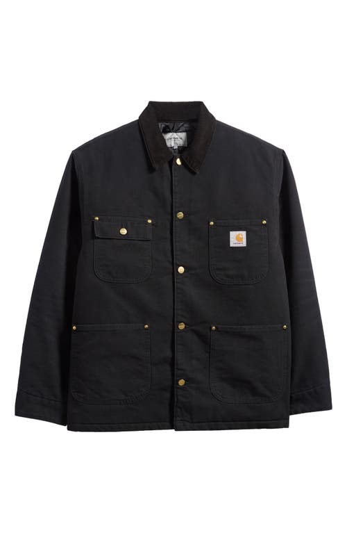 Carhartt Work In Progress Detroit Jacket In Black/black Aged Canvas