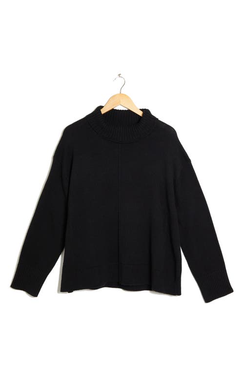 Nordstrom Boxy Cotton & Merino Wool Turtleneck Sweater in Black