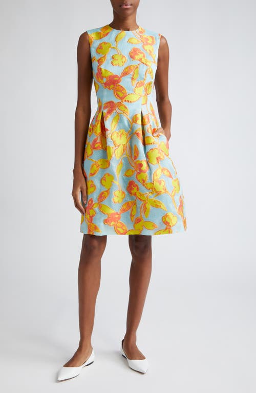 Betsy Floral Fil Coupé Sleeveless Dress in Yellow/Blue Multi