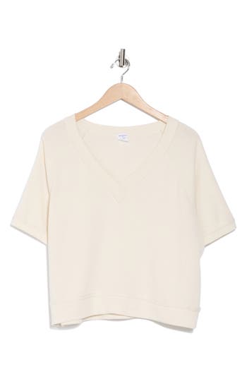 Shop Melrose And Market Short Sleeve Sweatshirt In Ivory Dove