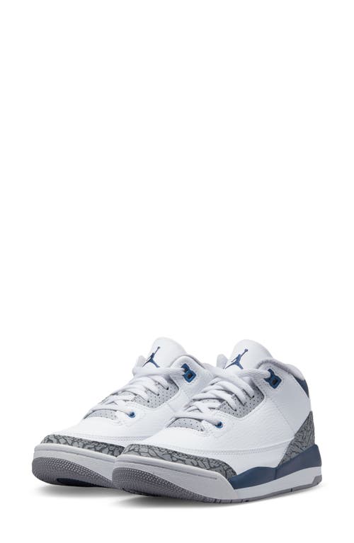 Jordan Kids' Air  3 Retro Sneaker In White/navy/grey