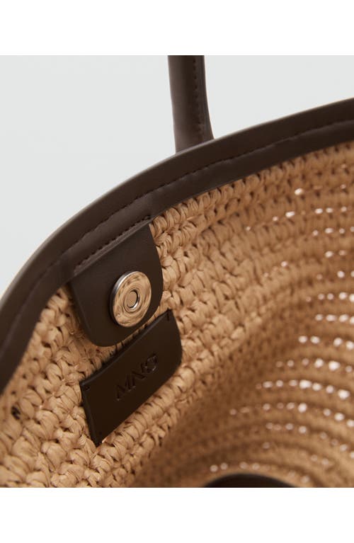 Shop Mango Raffia Tote In Chocolate