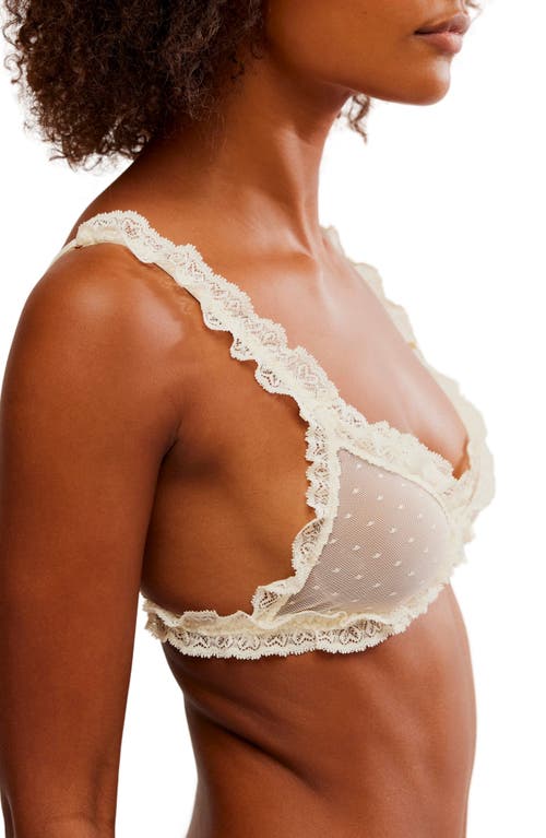 Free People Intimately Fp Heart To Heart Dotted Mesh Bralette In Ivory