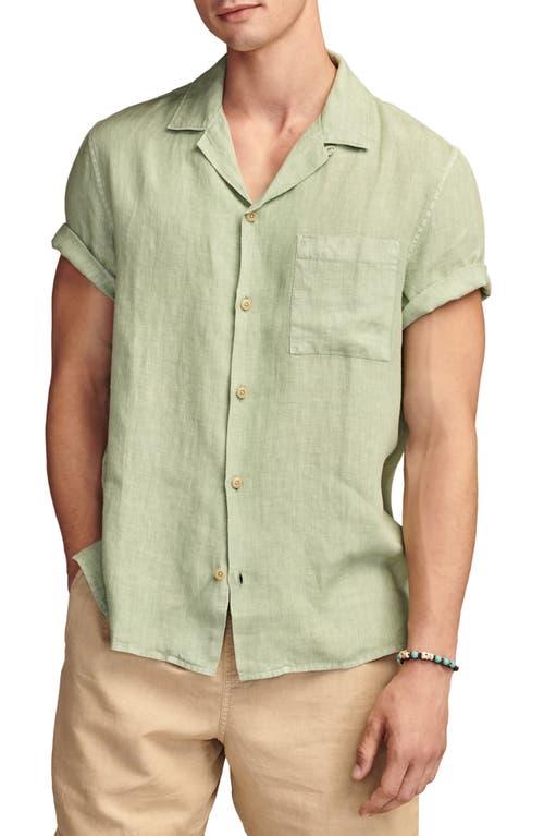 Solid Linen Camp Shirt in Green Bay
