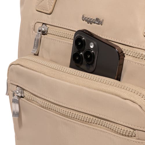 Baggallini Chelsea Laptop Backpack In Taupe Twill
