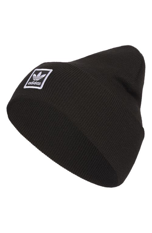 Adidas Originals Adidas Trefoil Logo Patch Rib Beanie In Black