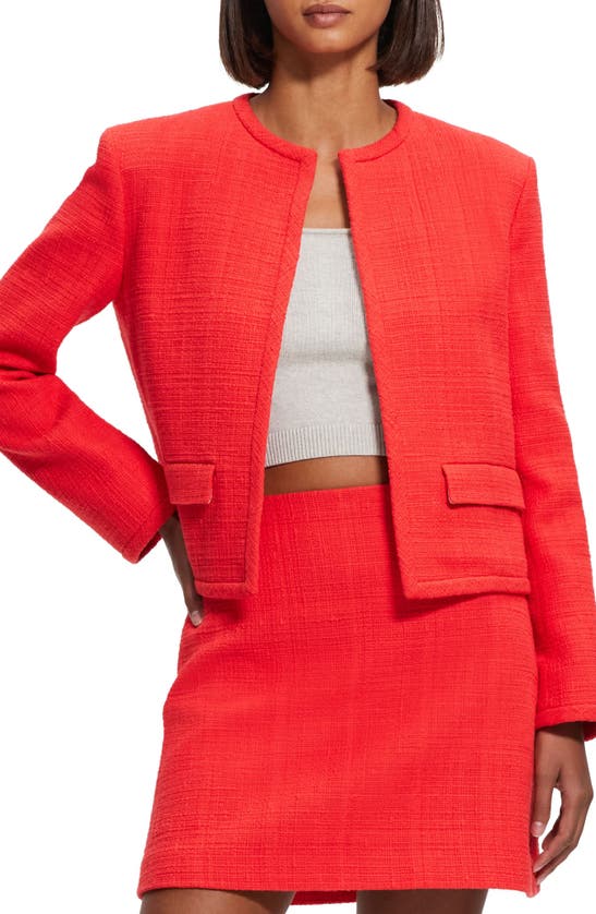 Theory Padded-shoulder Open-front Tweed Jacket In Grenadine | ModeSens