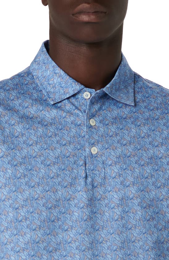 Shop Bugatchi Victor Ooohcotton® Leaf Print Polo In Air Blue