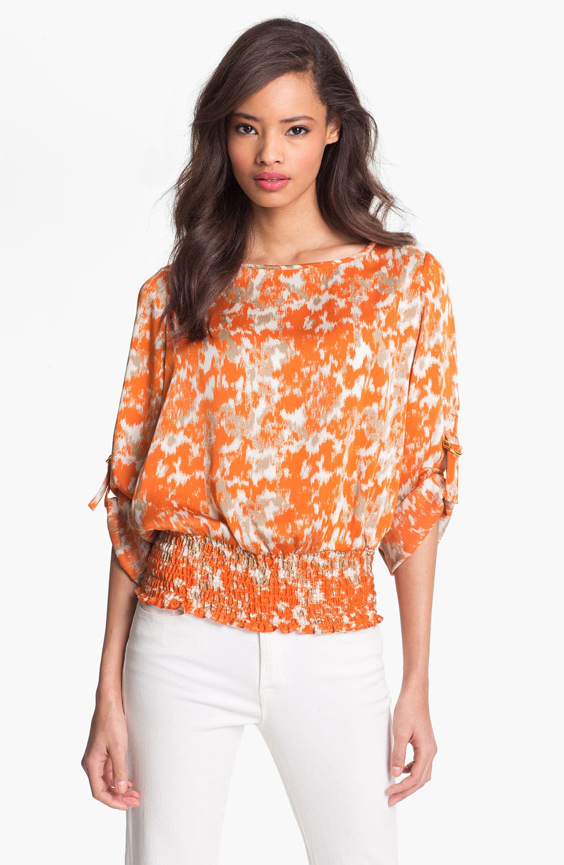 MICHAEL Michael Kors Camouflage Peasant Blouse (Petite) Nordstrom