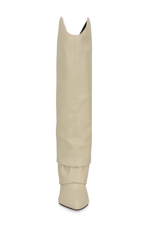 Shop Nine West Lindey Foldover Shaft Pointed Toe Knee High Boot In Ivory