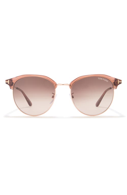 Tom Ford 55mm Gradient Round Sunglasses In Light Brown/gradient Brown