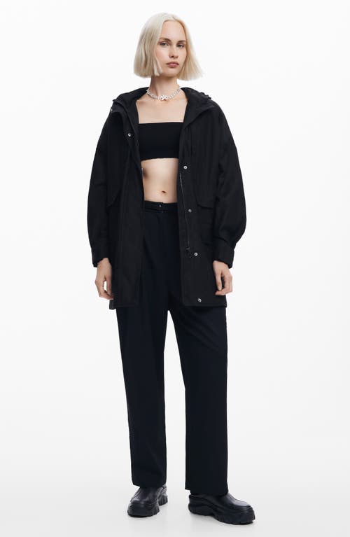 Desigual Floral Padded Coat In Black