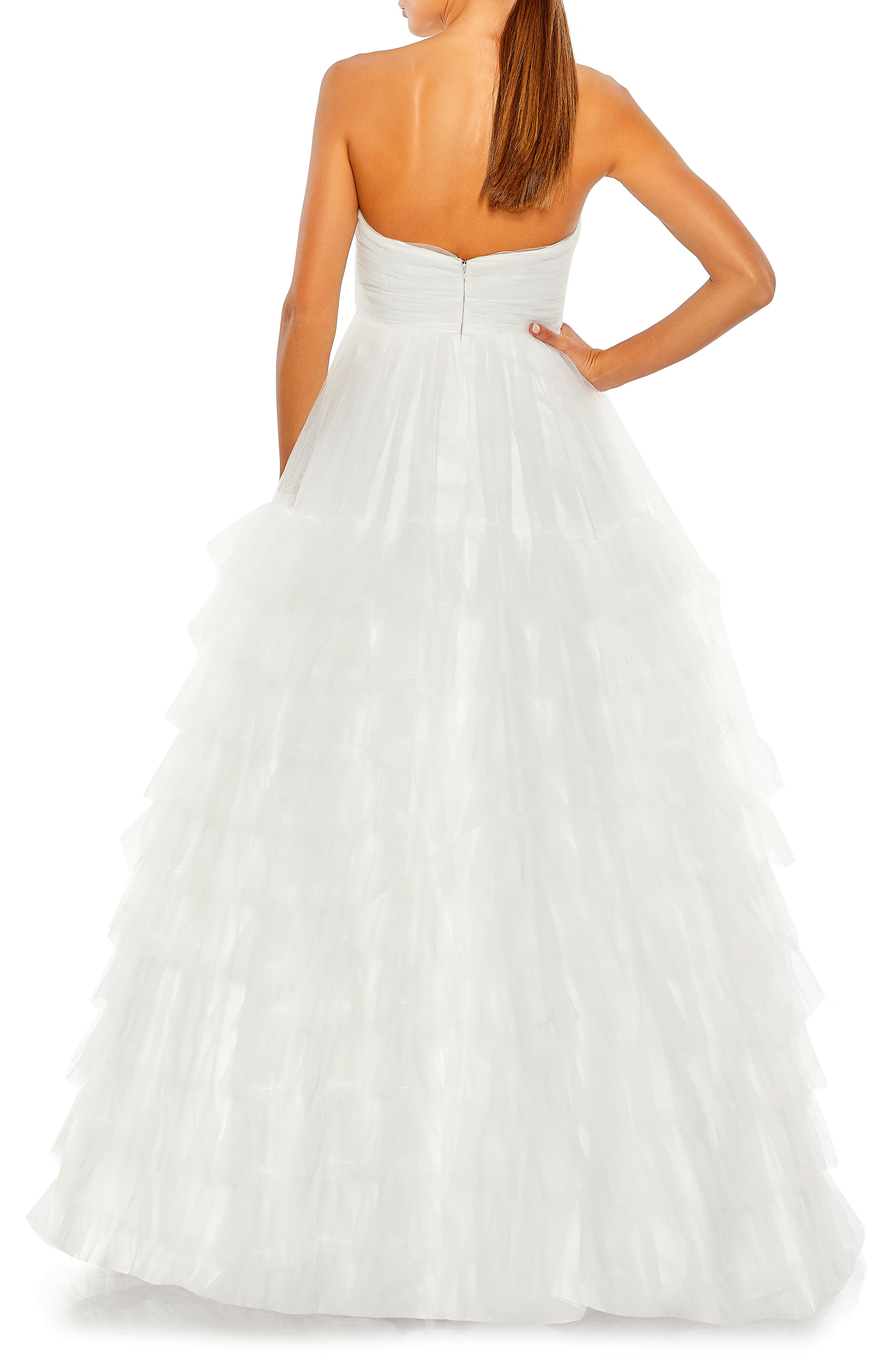 strapless tulle ball gown