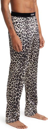 TOM FORD Snow Leopard Print Stretch Silk Pajama Pants Nordstrom