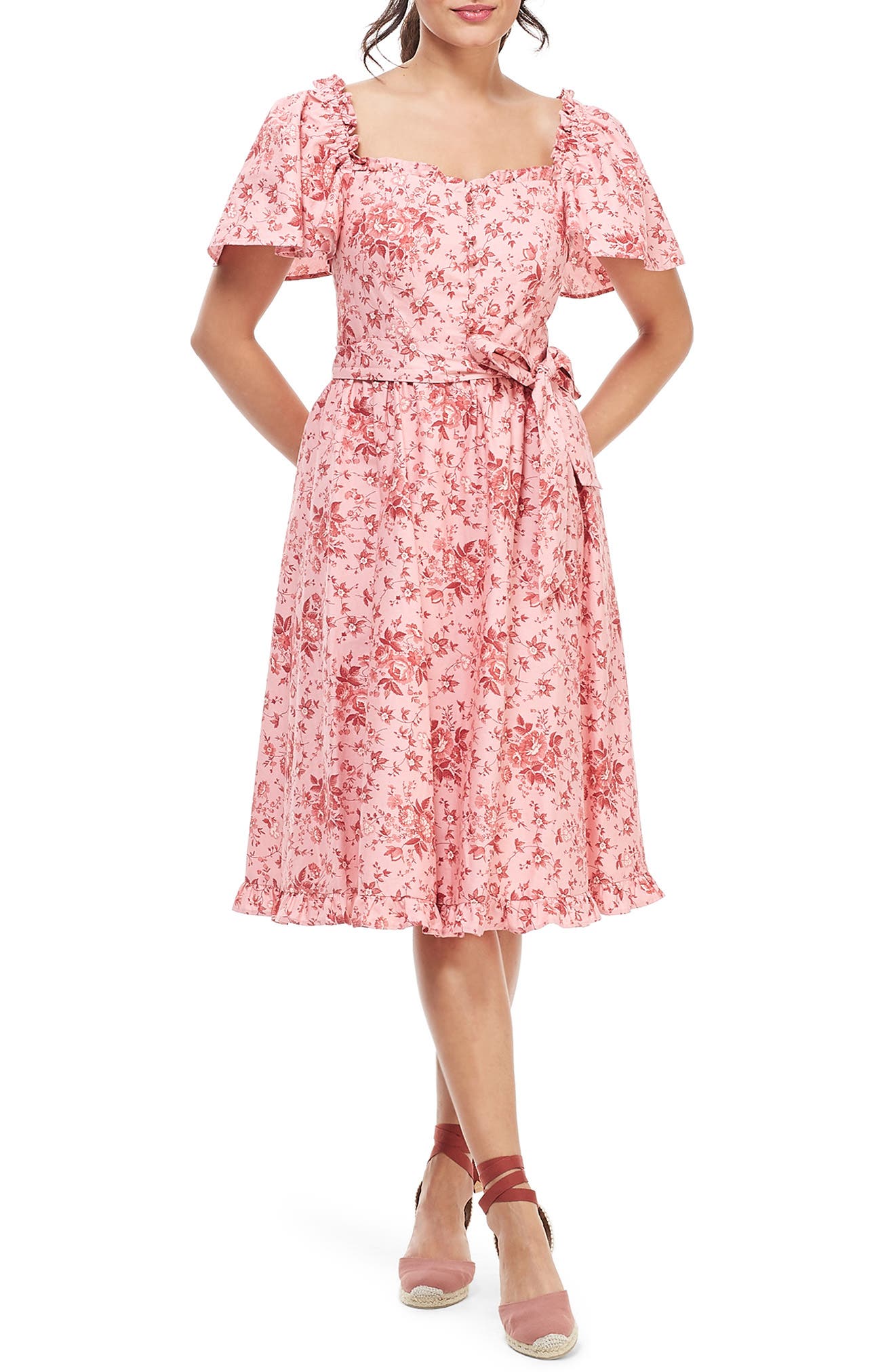 Gal Meets Glam Collection Marianna Floral Print Dress, Pink
