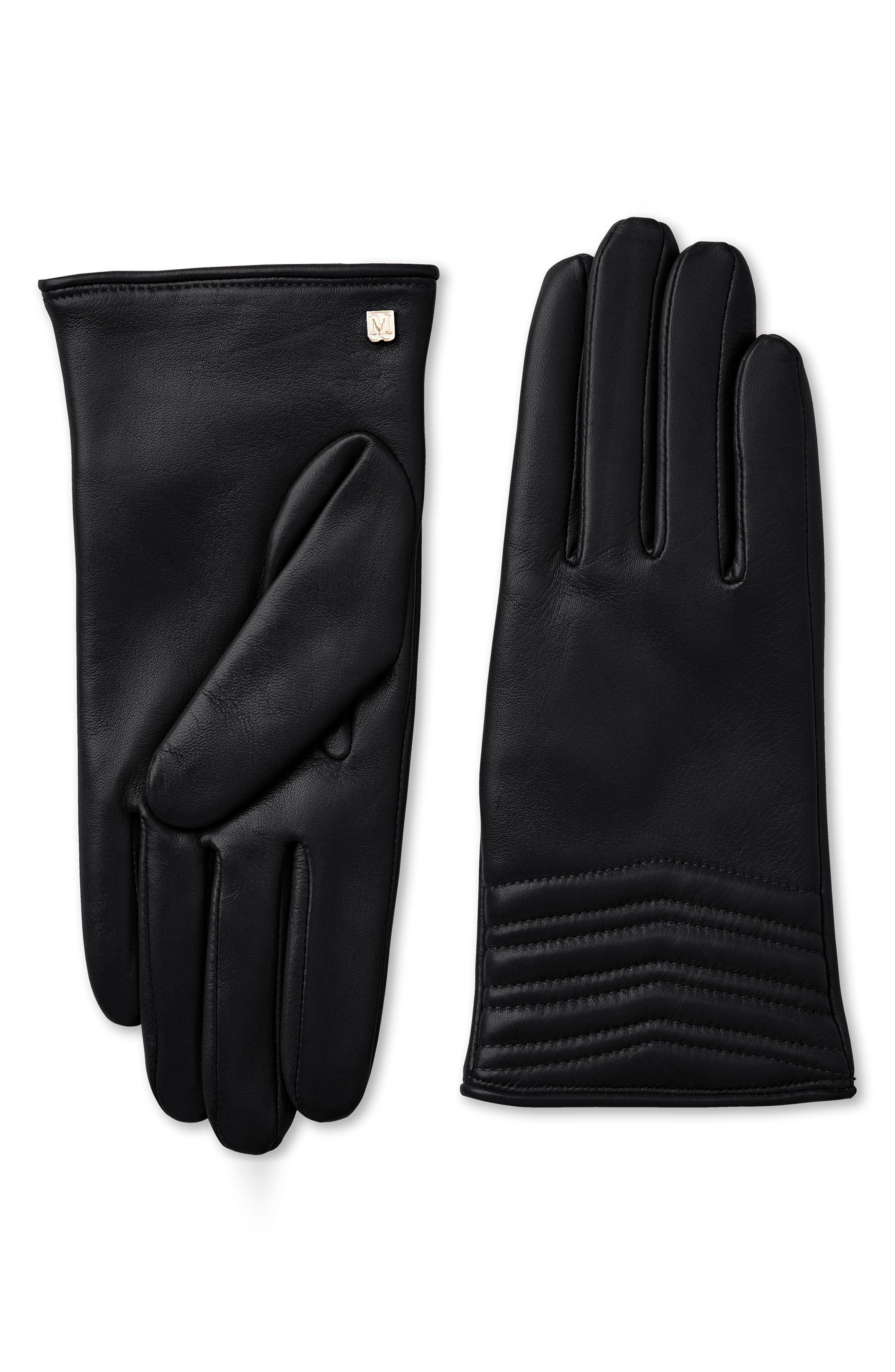 Bruno Magli Chevron Quilted Gloves in Black Cover