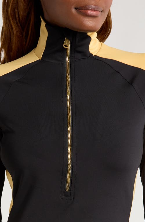 Shop Goldbergh Royal Ski Pully Half Zip Top In Black/gold