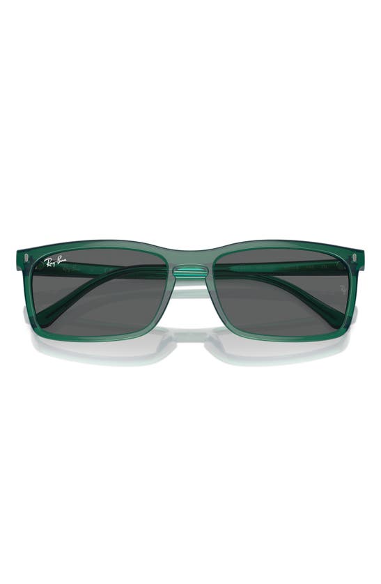 Shop Ray Ban Ray-ban 56mm Rectangular Sunglasses In Transparent Green