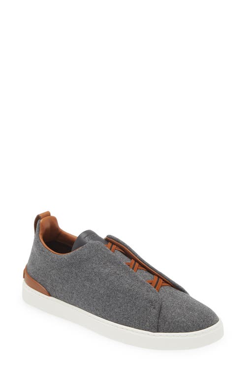 Triple Stitch Wool Blend Slip-On Sneaker in Light Grey