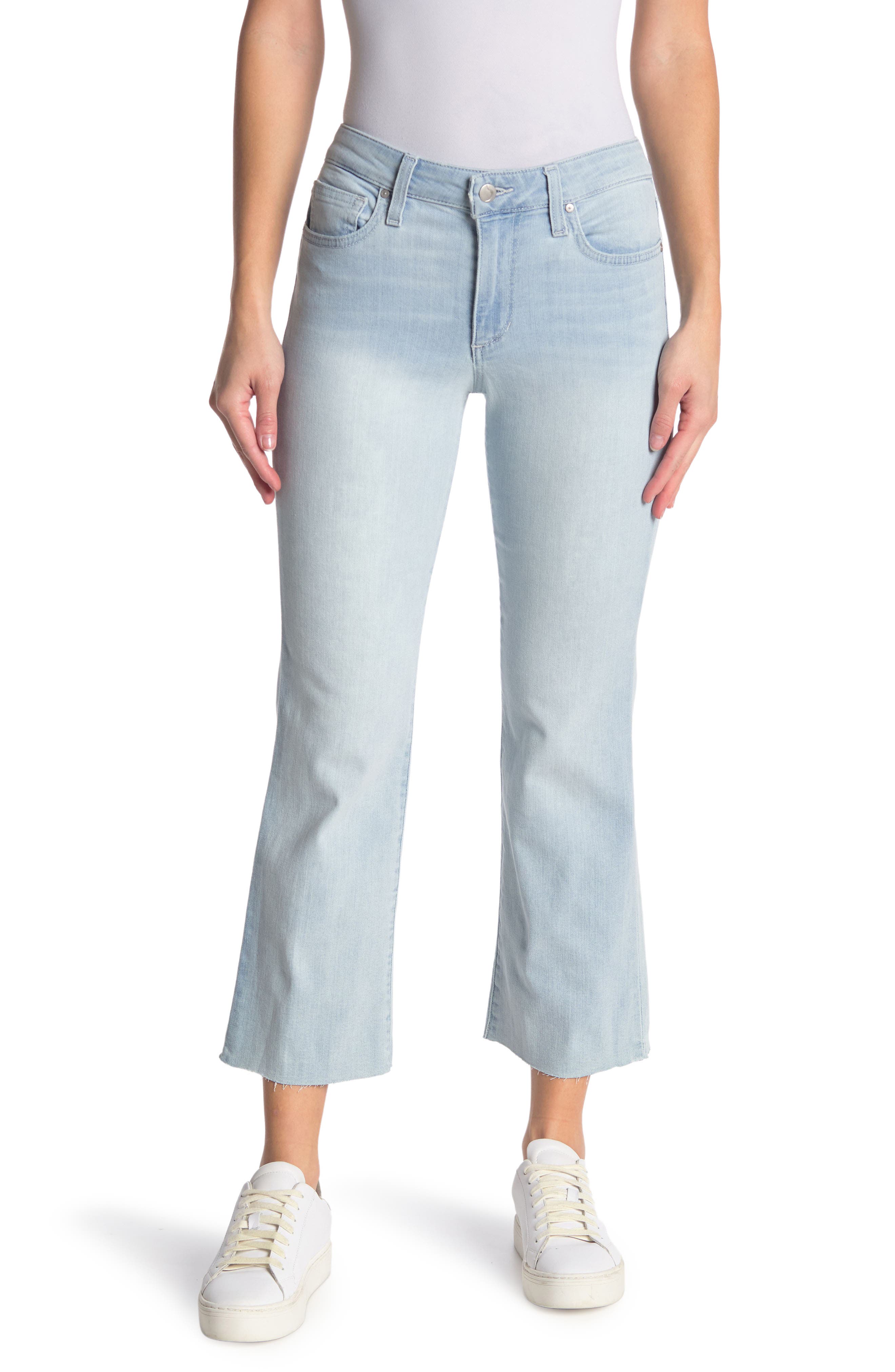 white cropped bootcut jeans