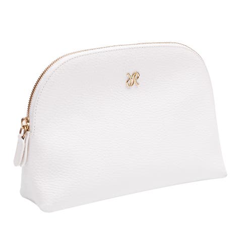 Rapport London Tuxedo Leather Makeup Bag In White