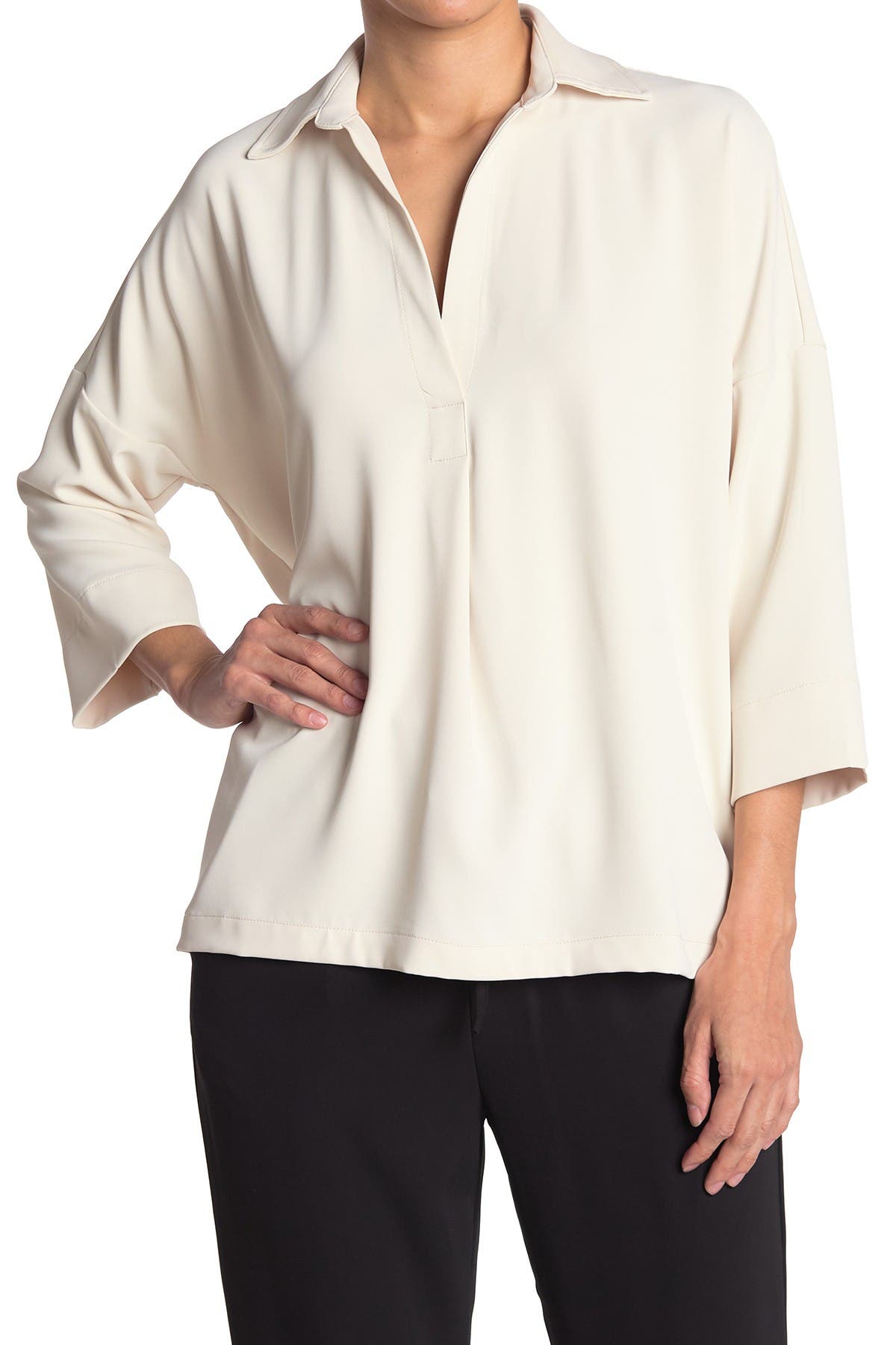Melloday Pop Over Woven Top In Cream