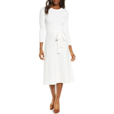 Eliza J Fit & Flare Sweater Dress, Ivory