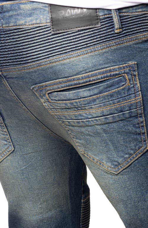 X-ray Xray Stretch Moto Skinny Jeans In Medium Blue Tint