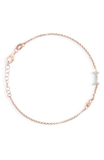 Meshmerise Diamond Initial Bezel Bracelet In Rose-i