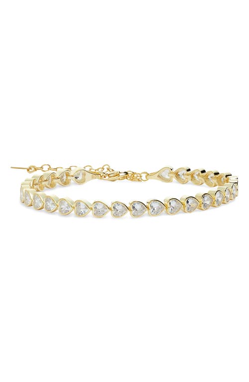 SHYMI Cubic Zirconia Heart Tennis Bracelet in Gold/White at Nordstrom, Size 6