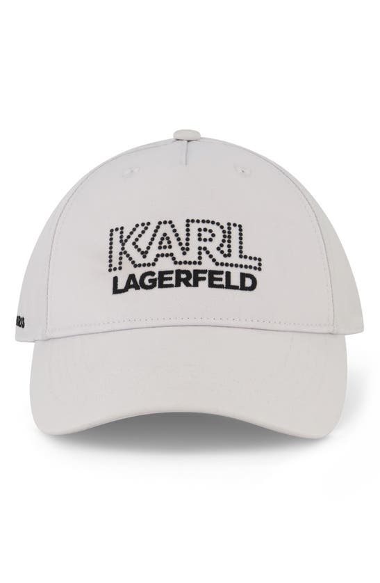 Karl Lagerfeld Studded Embroidered Logo Cotton Baseball Cap In White