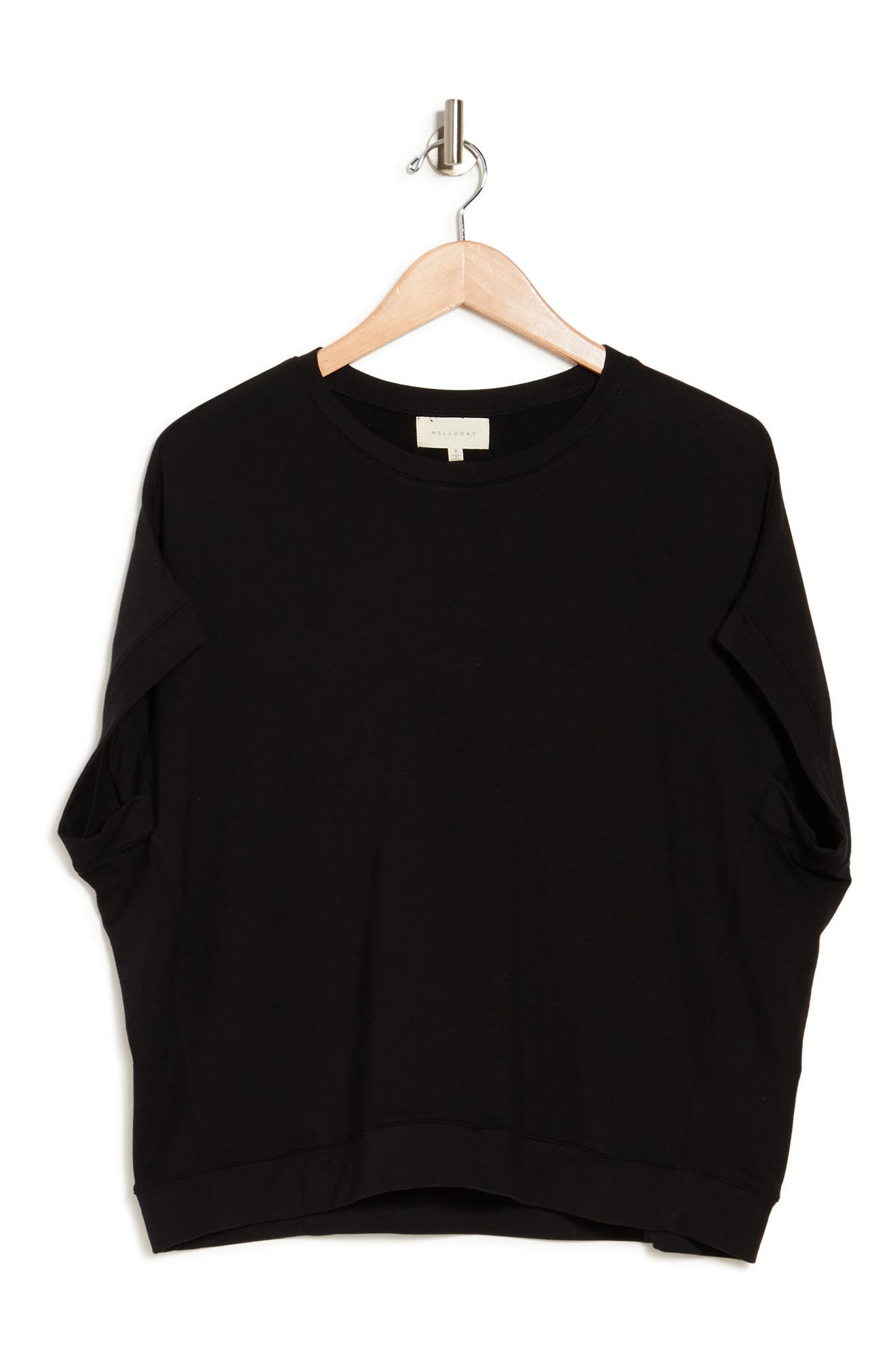 Melloday Solid Boxy Top In Black