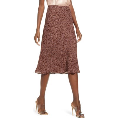 Socialite Print Bias Cut Skirt, Pink