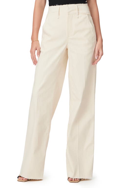 PAIGE The Nines Collection Sasha Raw Hem High Waist Wide Leg Trouser Jeans Natural Blonde at Nordstrom,