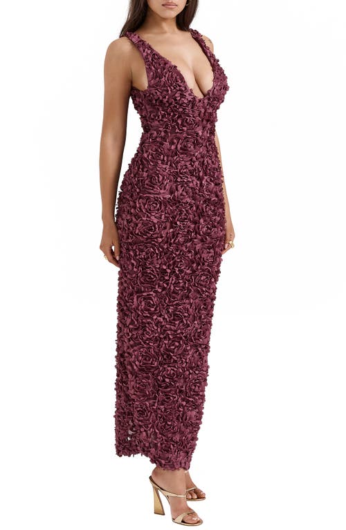 Shop House Of Cb Carena Flower Appliqué Gown In Nocturne