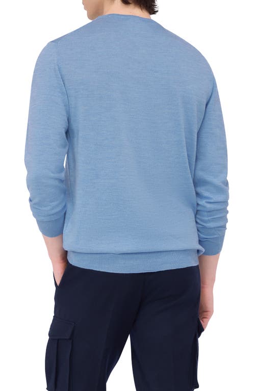 Shop Bugatchi Scott Crewneck Merino Wool Sweater In Air Blue