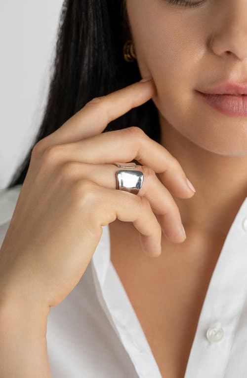 Adornia Silver Plated Tall Open Band Ring In Silver