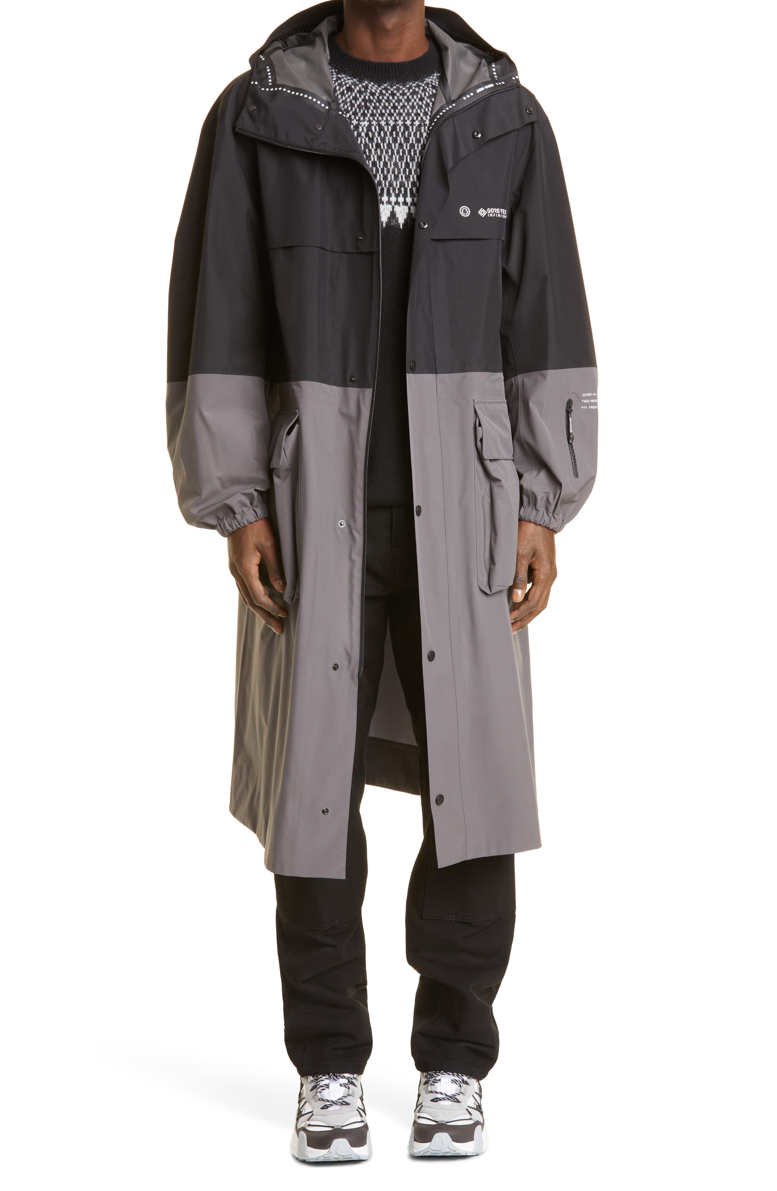 ［タグ付き】MONCLER × FRGMT GORE-TEX ロングコート Moncler Genius 7 Moncler FRGMT Hiroshi Fujiwara Black & Grey
