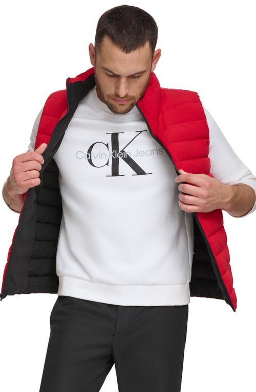 Calvin Klein Men's Stretch Puffer Vest In Deep Red