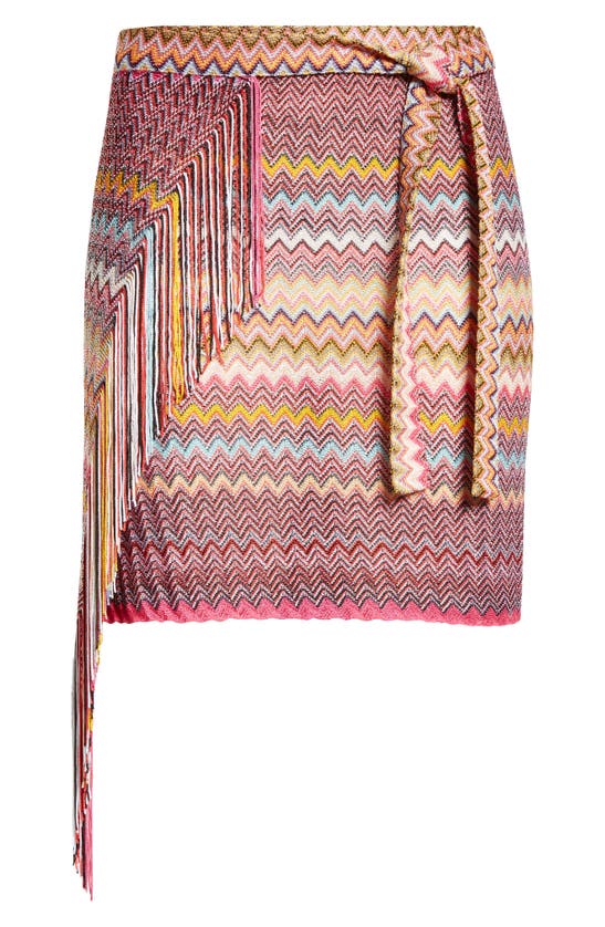 Missoni Chevron Knit Wrap Skirt In Pink