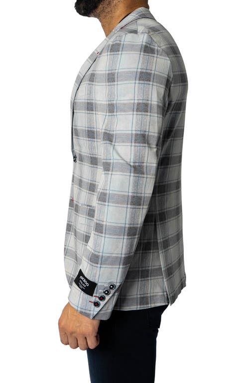 Maceoo Descartes Unconstructed Plaid Brooksy Sky Blue Blazer In Black