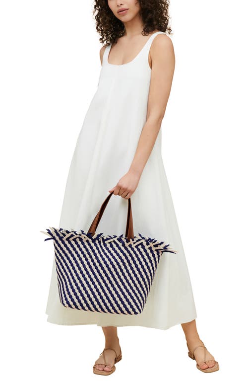 Shop Naghedi Medium Havana Stripe Woven Tote In Venice