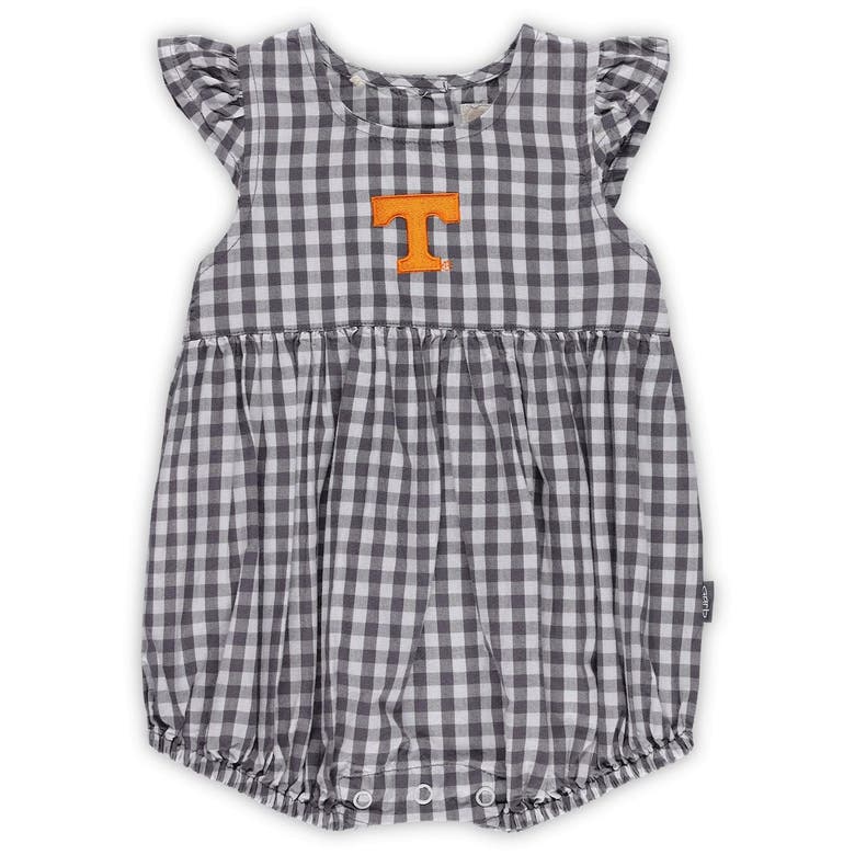 Garb Babies' Girls Infant  Charcoal Tennessee Volunteers Cara Woven Gingham Ruffled Bodysuit