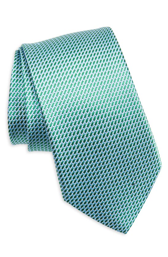 David Donahue Neat Silk Tie In Green