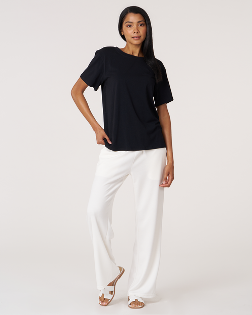 Rebody Active Retreat Waffle Wide Leg Pant 30" In White