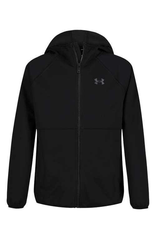 Under Armour Kids' Soft Shell Water Repellent Hooded Jacket in Black
