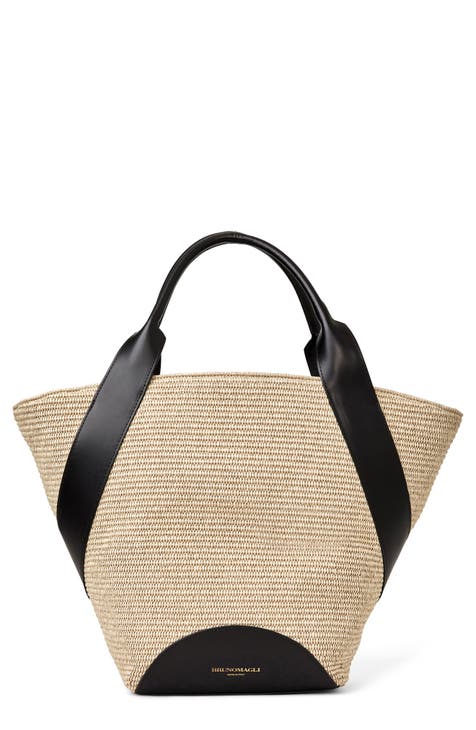 Straw Bags for Women, Hand-Woven Straw Small Hobo Bag Round Handle Ring Tote Retro Summer Beach Rattan Bag