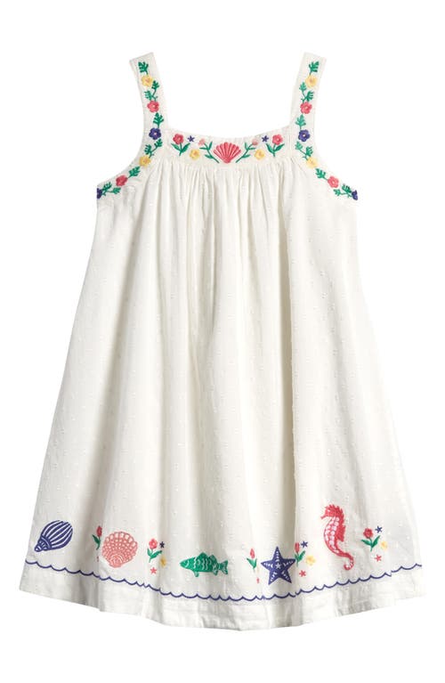 Mini Boden Kids' Embroidered Dress Ivory Reef at Nordstrom,