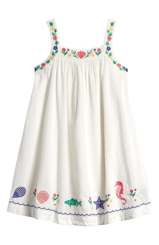 Mini Boden Kids' Embroidered Dress In Neutral
