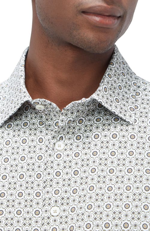 Shop Bugatchi James Ooohcotton® Medallion Print Button-up Shirt In Khaki